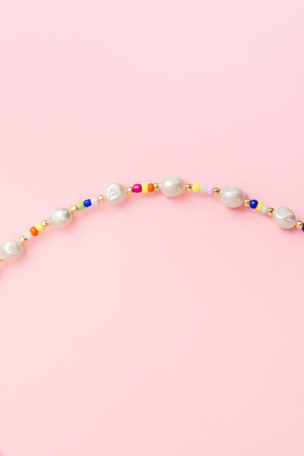 Pearls and Pop - Multi-Pearl Rainbow Seed Bead Necklace