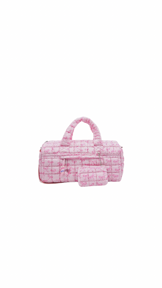 Quilted Scrunchies Bow Printed Large Duffle Bag