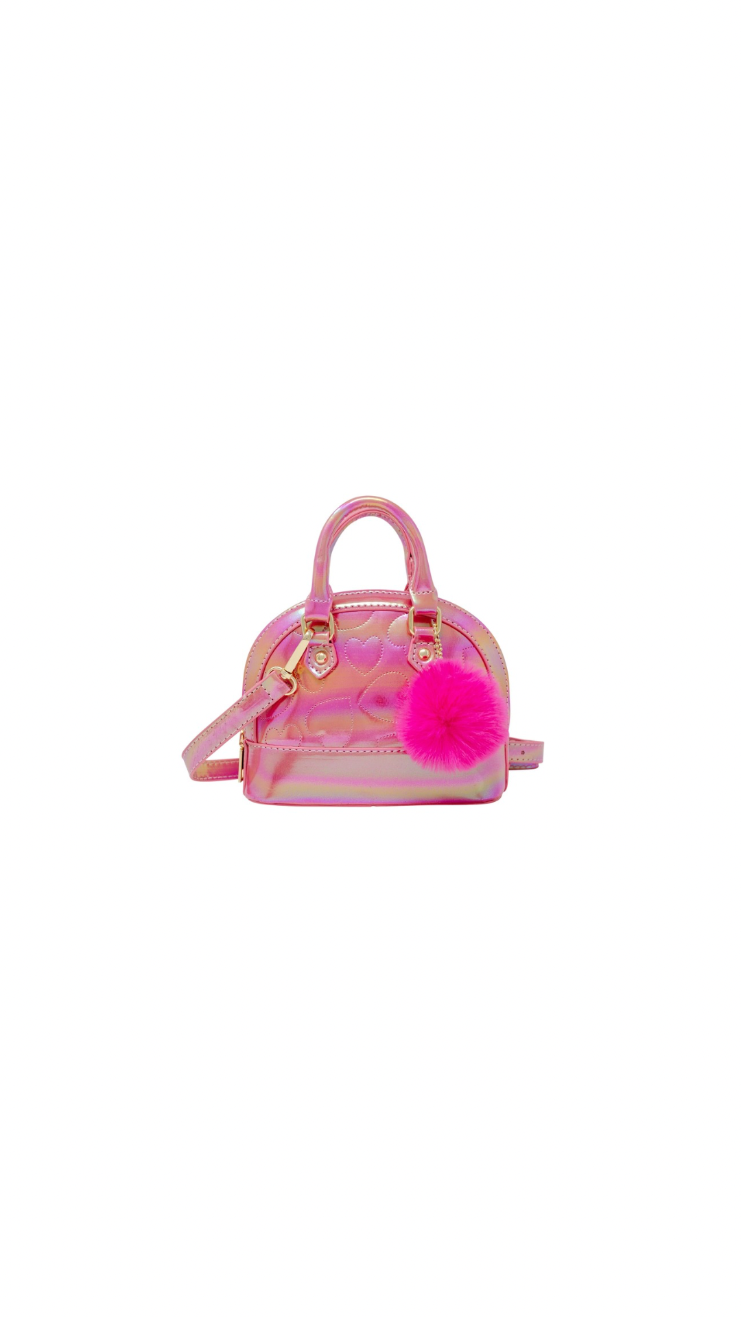 Shiny Dotted Heart Moon Handbag Hot Pink