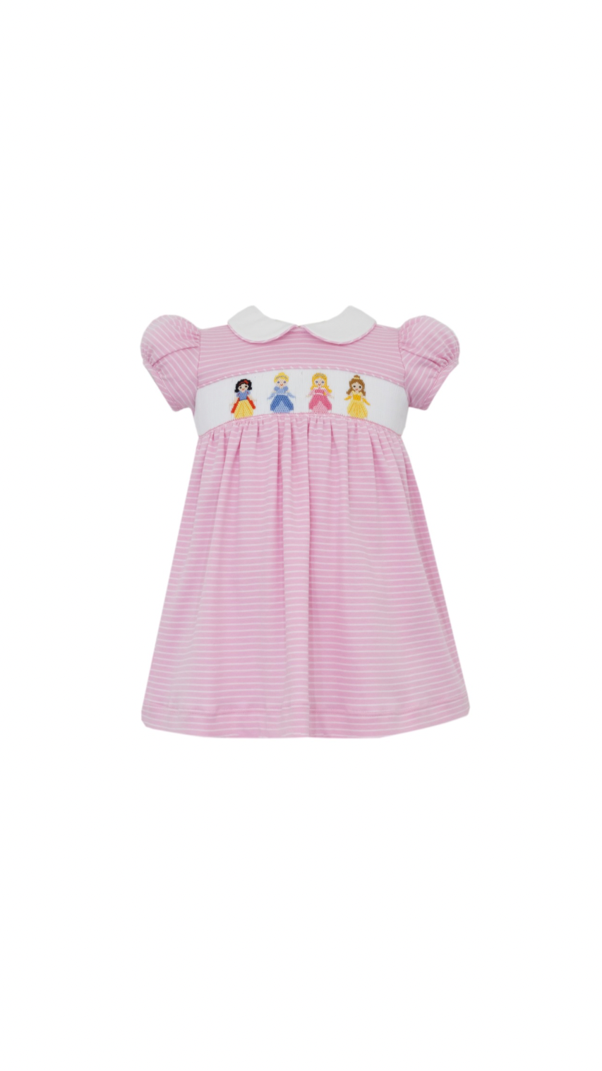 Princesses Pink Knit Stripe Dress Short Sleeve