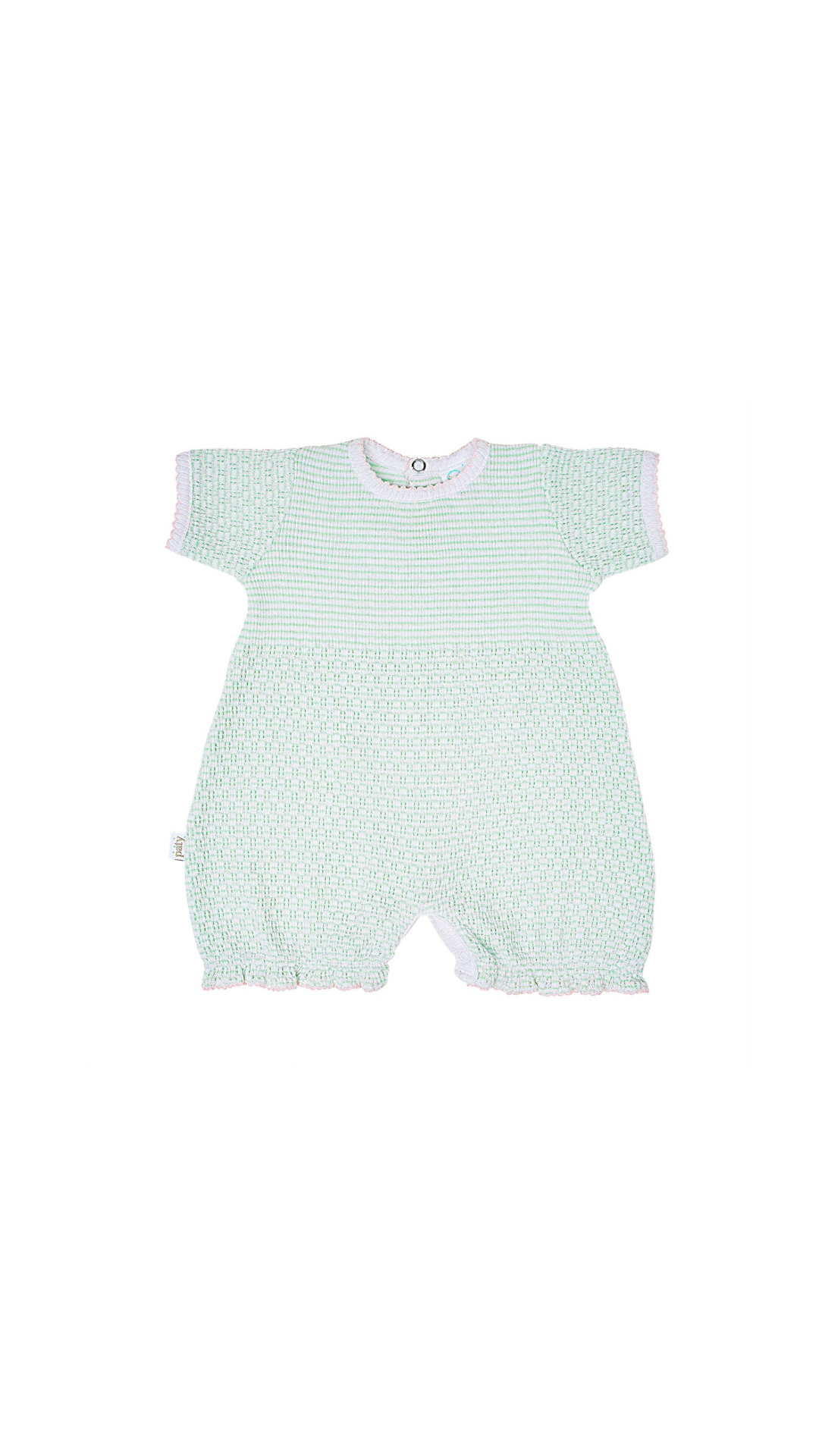 Paty Knit Bubble, Pima Mint with Pink Trim