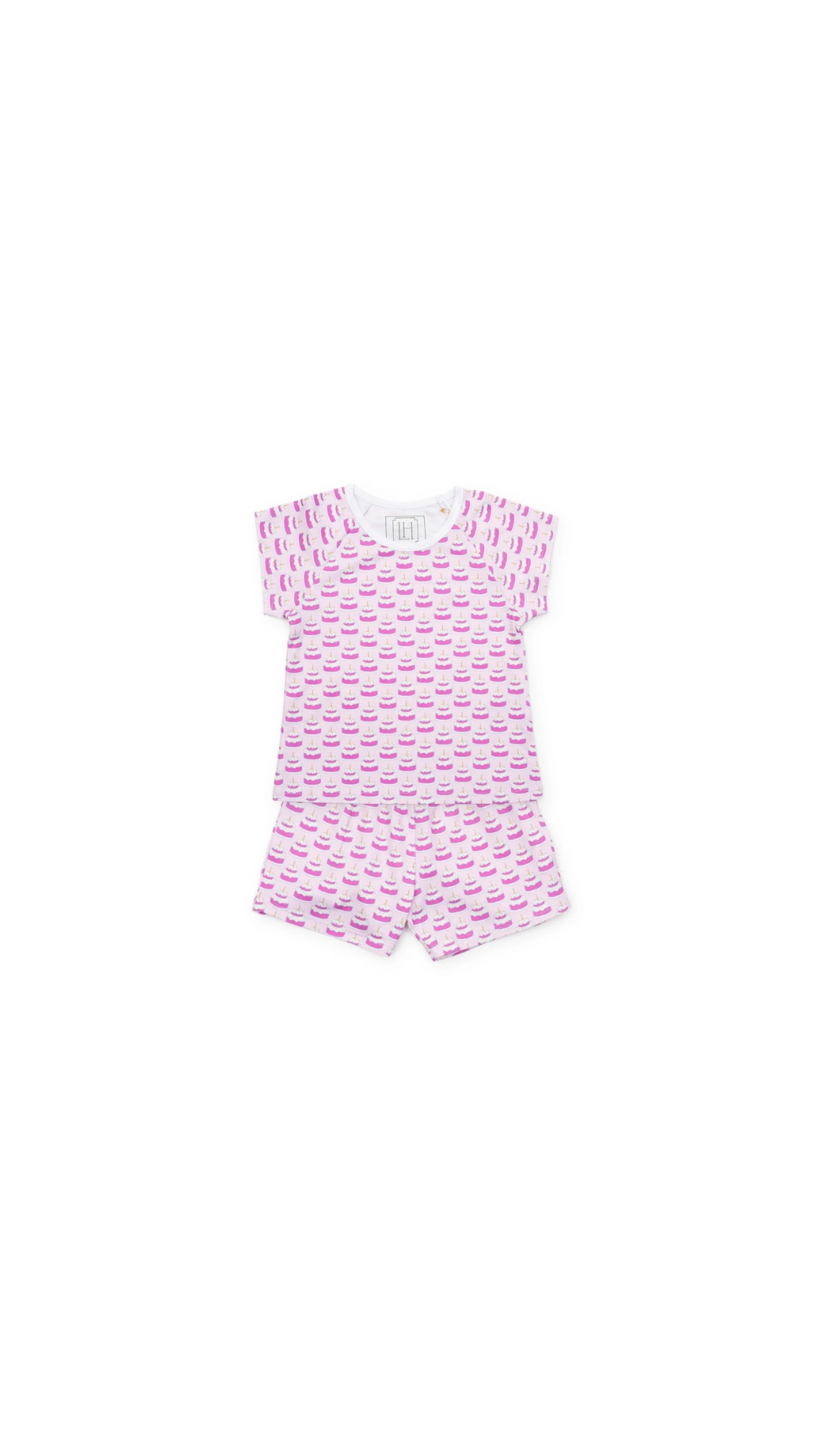 Emery Girls' Short Set Birthday Cake Pink