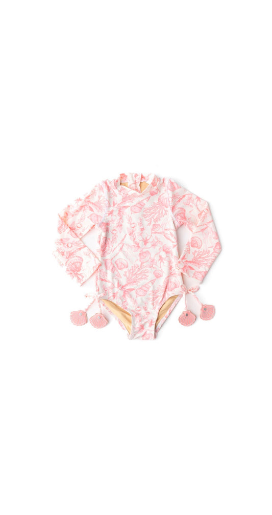 Shade Critters Seaside Toile Long Sleeve Swimsuit