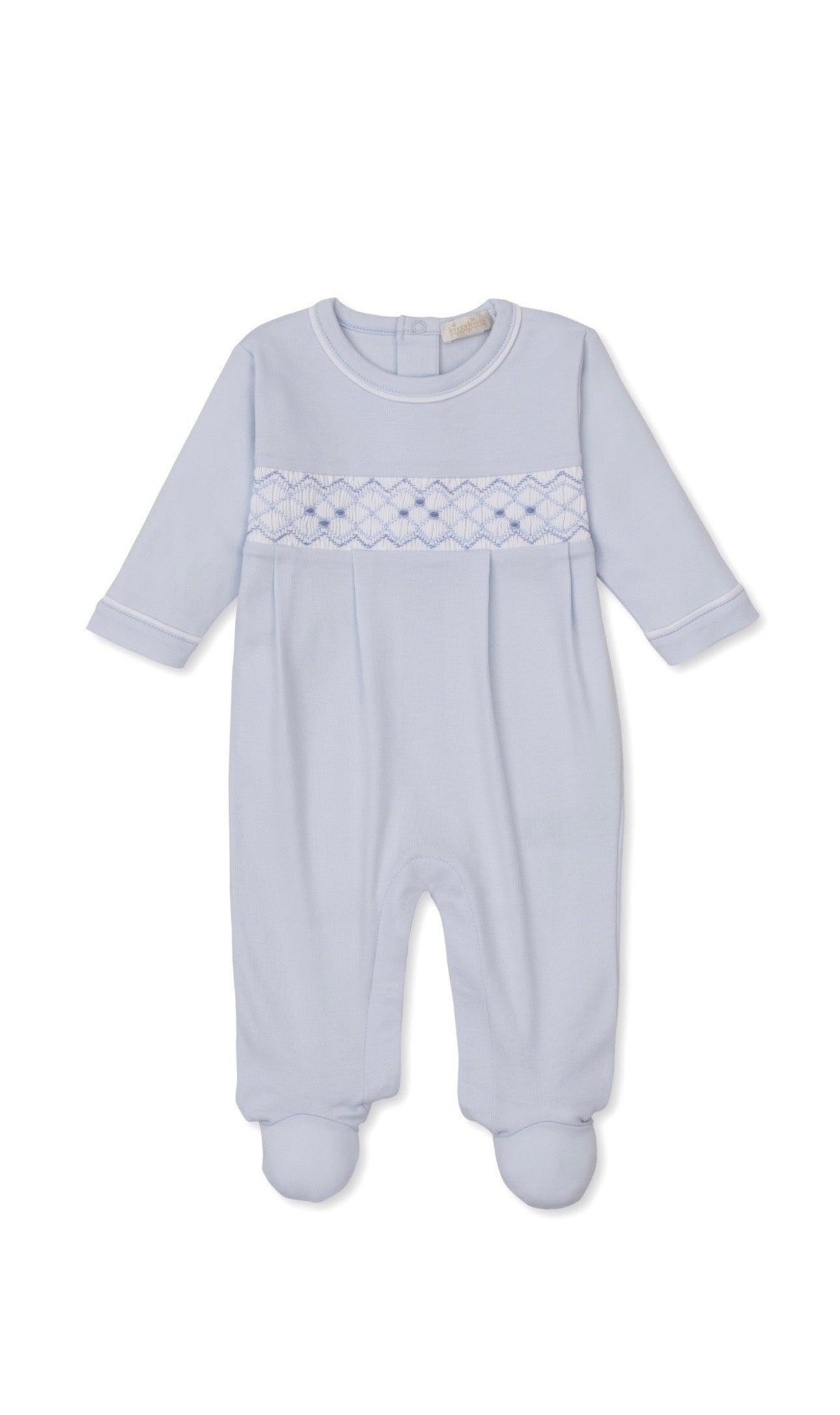 CLB Summer 26 Footie w/ Hand Smocked Light Blue