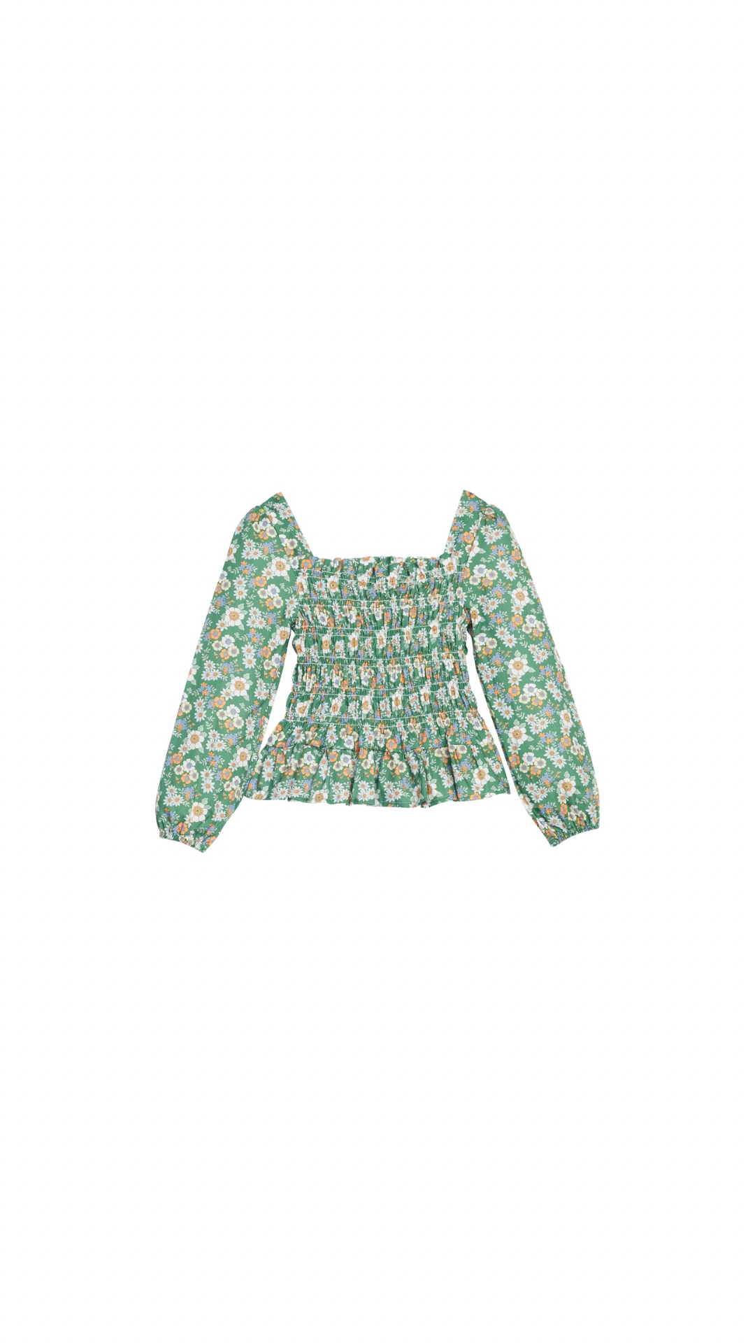 Long Sleeved India Top - Greenwich Garden Green