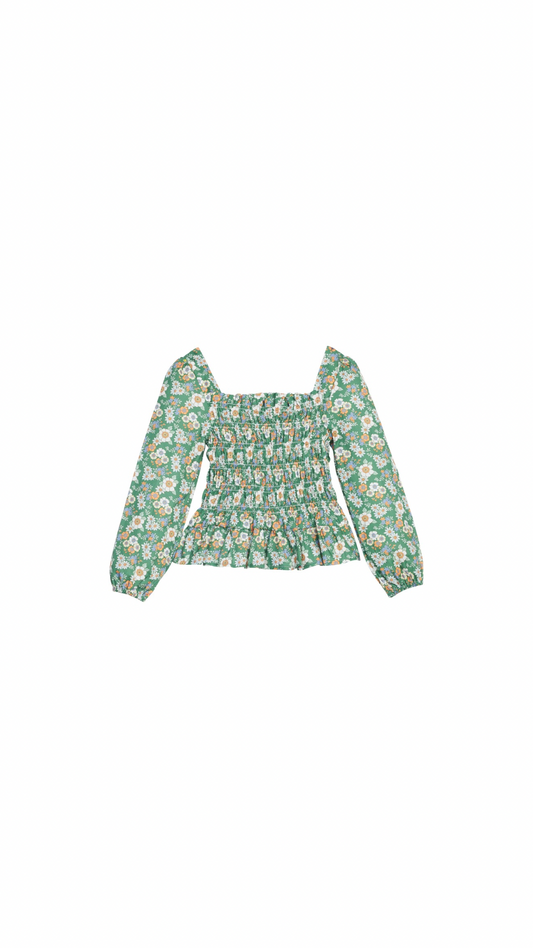 Long Sleeved India Top - Greenwich Garden Green