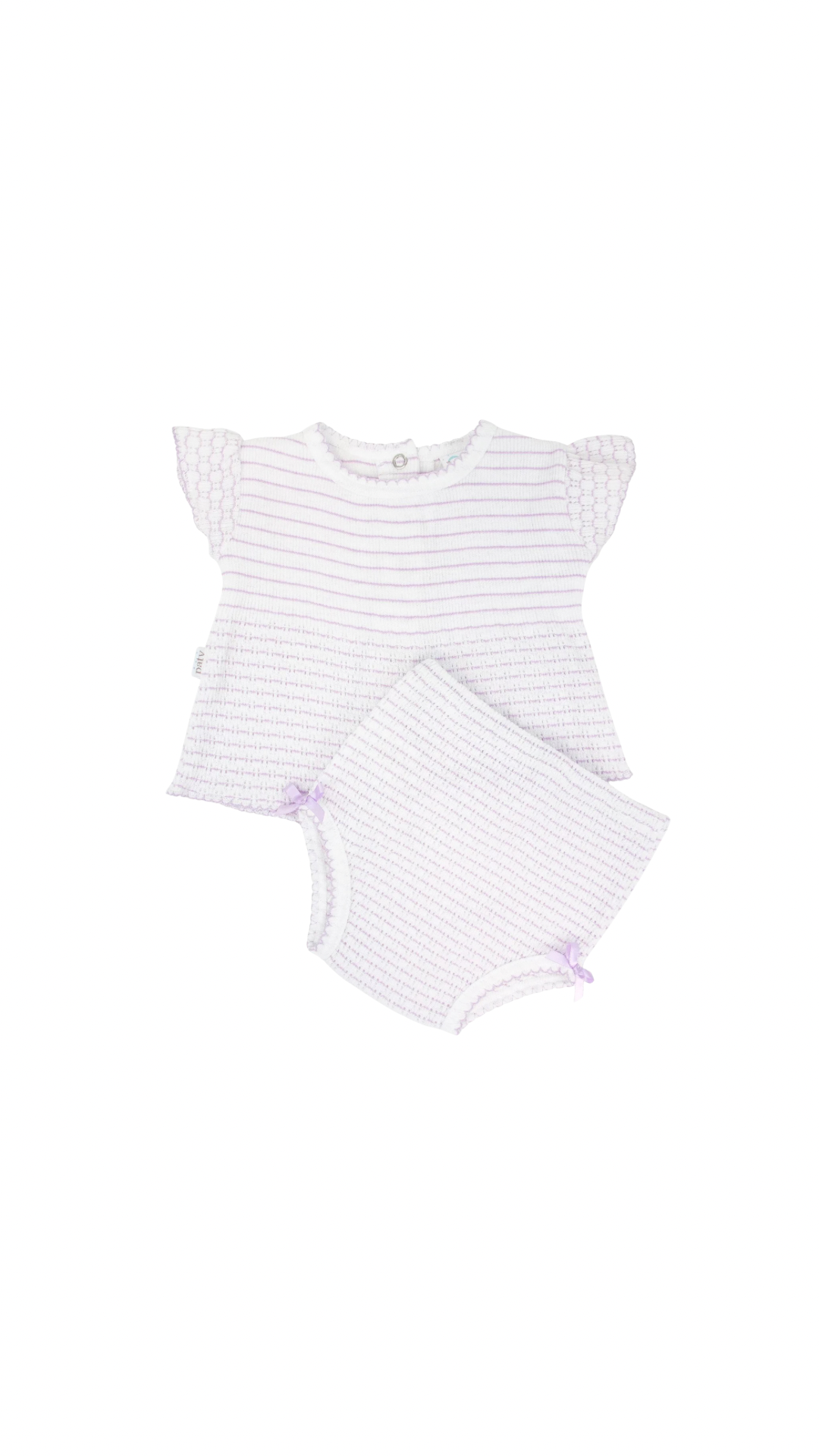 Paty Knit 2 Piece Sleeveless Diaper Set Pinstripe Lavender