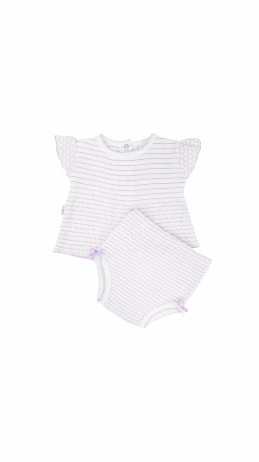 Paty Knit 2 Piece Sleeveless Diaper Set Pinstripe Lavender