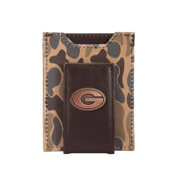 Georgia Bulldogs Men's Magnetic Front Pocket Old School Camo Leather Wallet