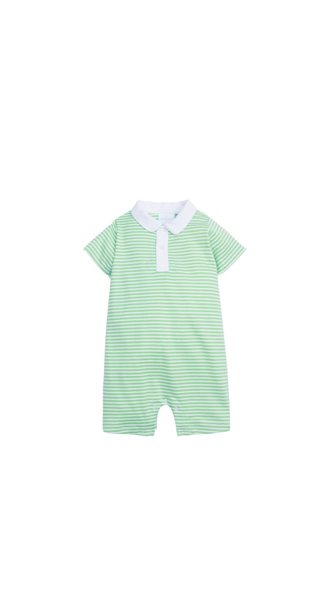 Peter Pan Polo Romper - Green Stripe