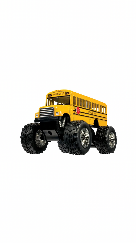 Monster School Bus, Pull Back Action, Die-Cast