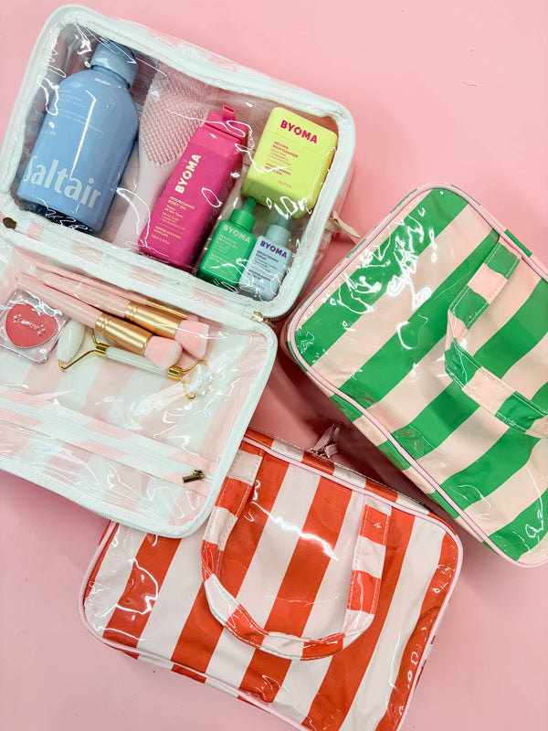 Gloss & Go - Colorful Stripe Wipeable Travel Cosmetic Case