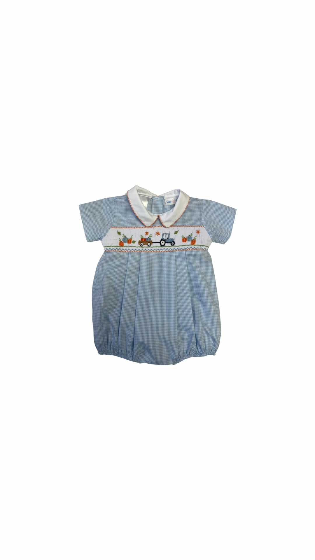 Blake Pumpkin Patch Smocked Blue Gingham Bubble