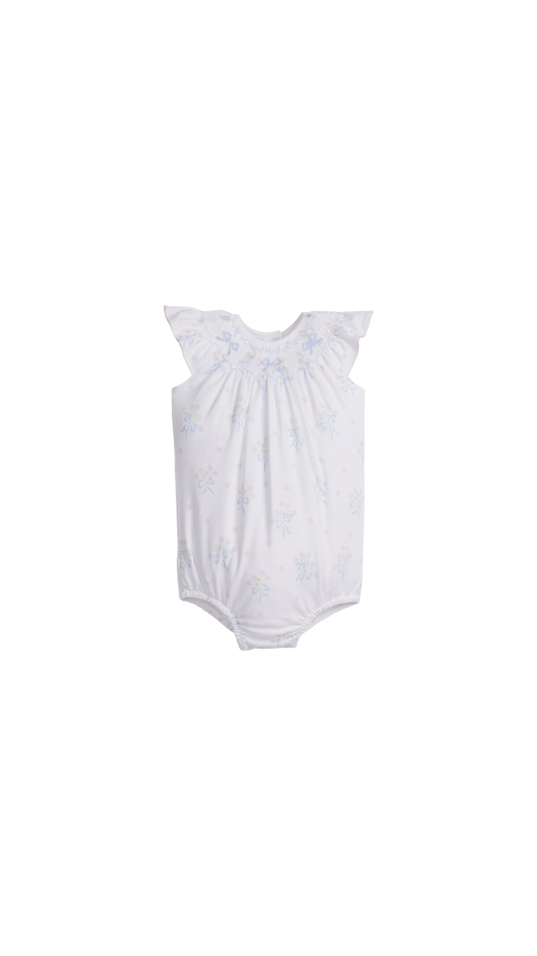 Smocked Bishop Bubble - Blue Bow Bouquet