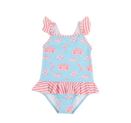 St. Lucia Swimsuit Parrot Cay Canopy/Parrot Cay Coral Stripe