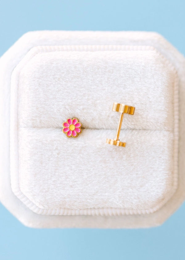 Hot Pink Tiny Daisy Earrings