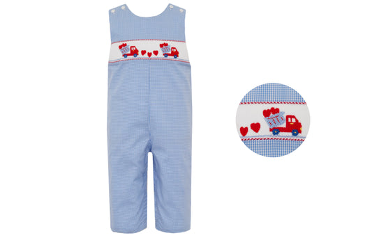 Valentines Day Boys Light Blue Gingham Long Jon Jon