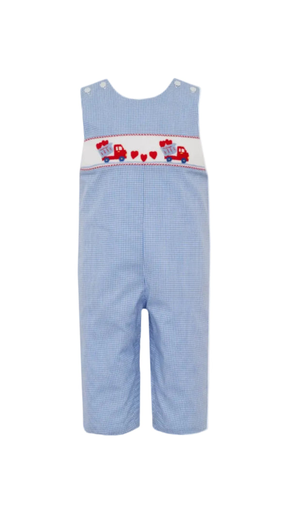 Valentines Day Boys Light Blue Gingham Long Jon Jon