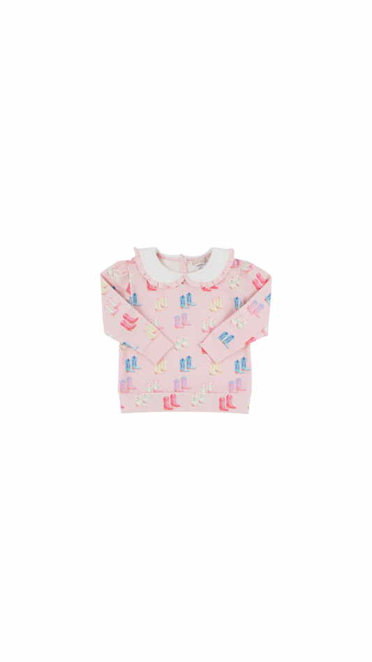 Cute to Boot/Palm Beach Pink Maude's Ruffle Cassidy Comfy Crewneck