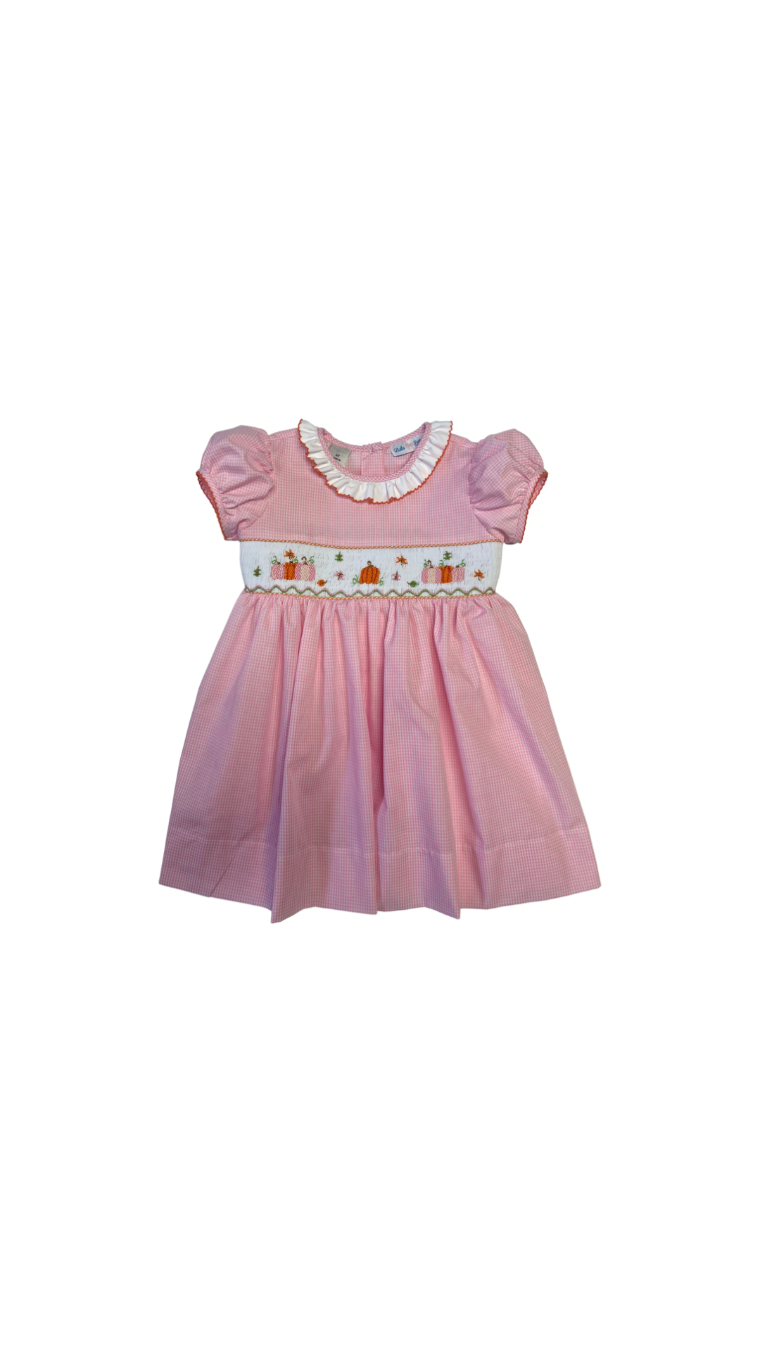 Rose Pumpkin Patch Pink Gingham Smocked Dress