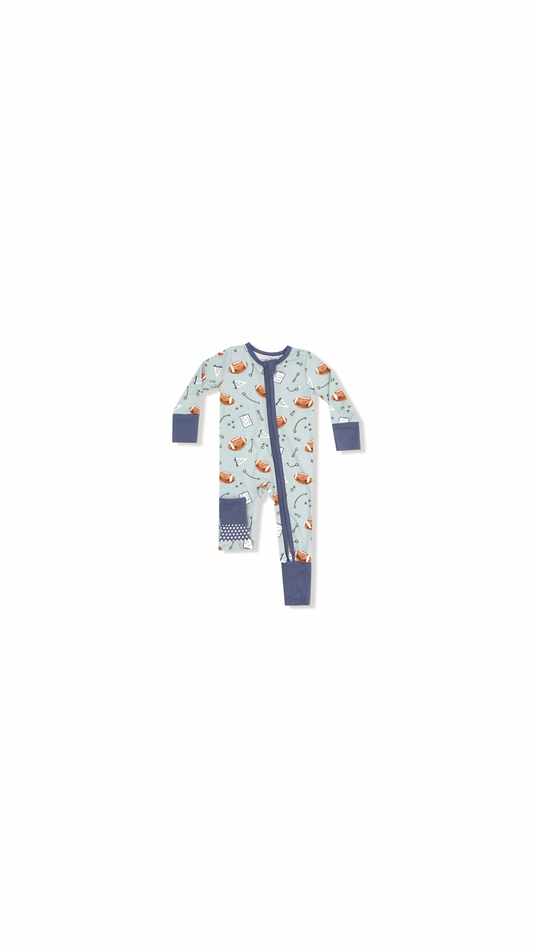 Touchdown Time - Grey Mist  - 2 Way Zipper Romper
