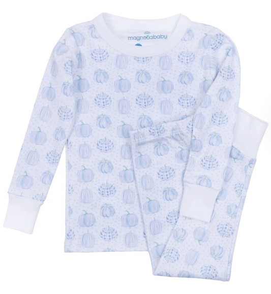 Precious Pumpkins Long Pajamas Light Blue