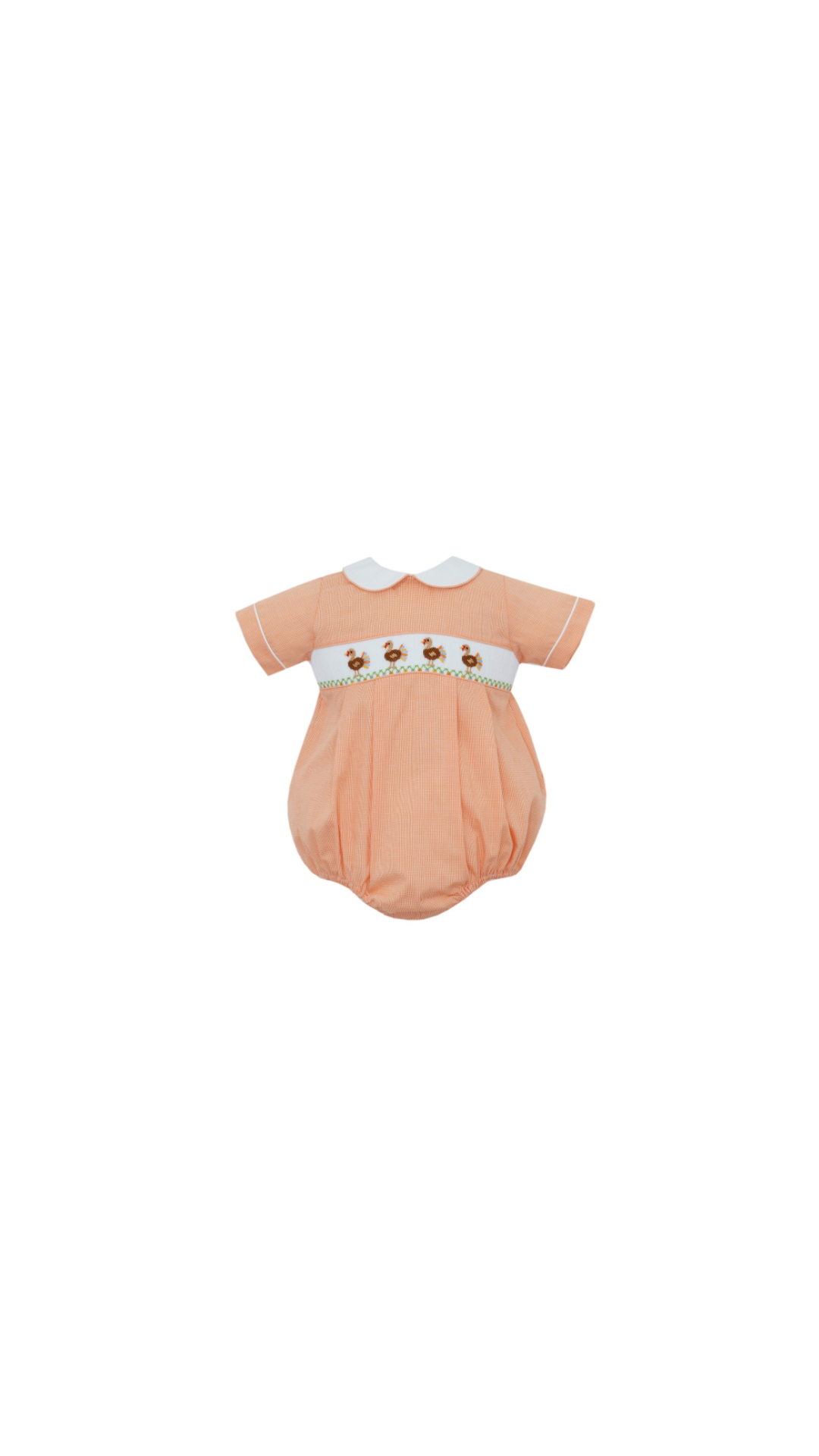 Orange Boy Turkey Microcheck Bubble Short Sleeve