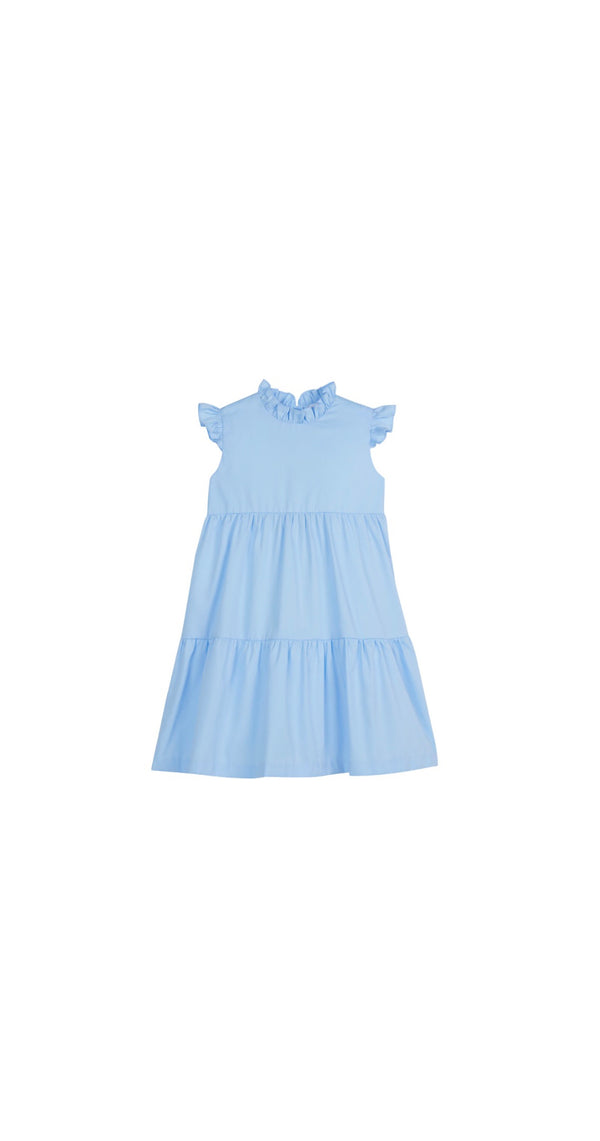 Tiered Charleston Dress - Light Blue Pique