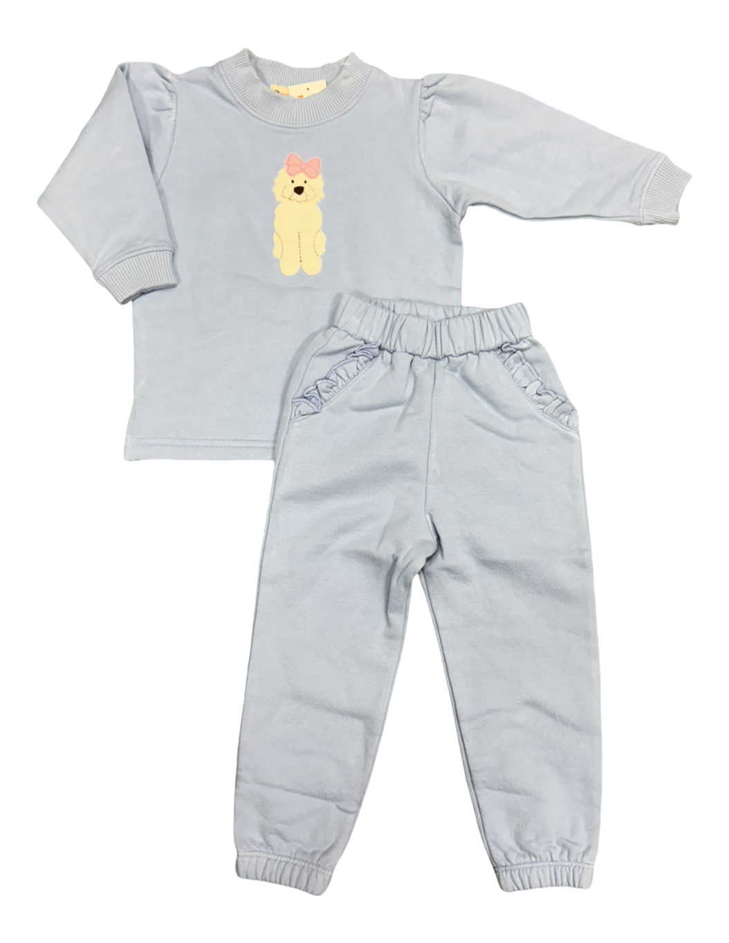 Fleece Sweatpants and Long Sleeve Sweatshirt Set Blue Dog Sky Blue