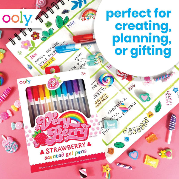 Very Berry Strawberry Scented Gel Pens - Set of 12