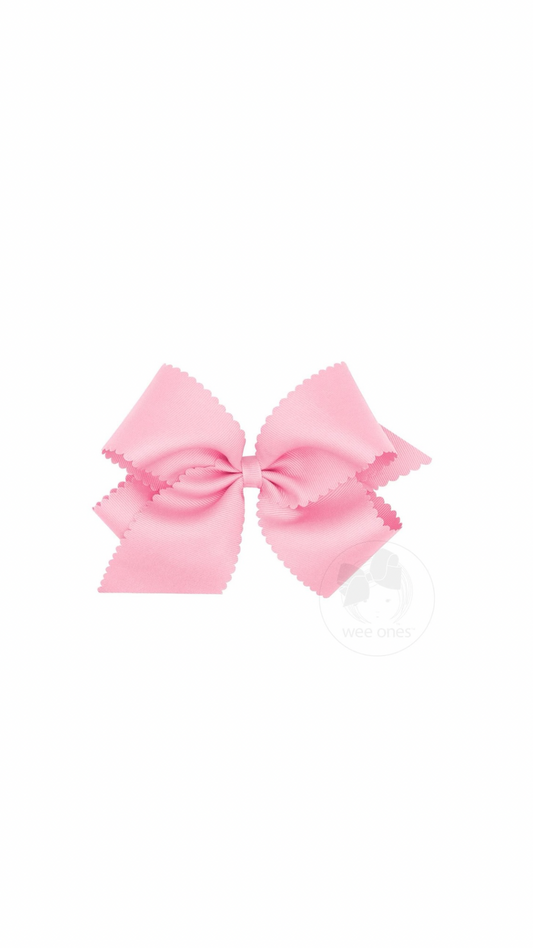 Medium Grosgrain Scalloped Bow Pearl