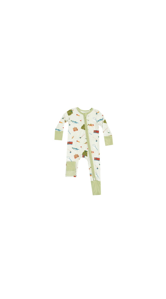 Fishing Things Green 2 Way Zipper Romper