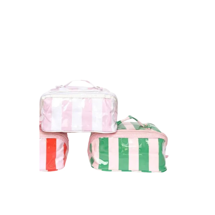 Gloss & Go Colorful Stripe Wipeable Cosmetic Toiletry Bag