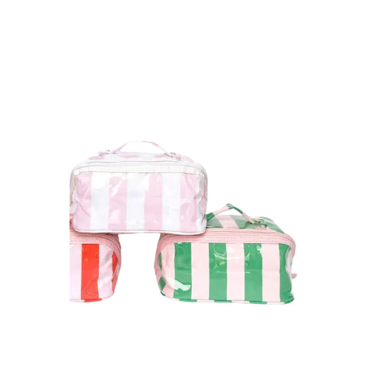 Gloss & Go Colorful Stripe Wipeable Cosmetic Toiletry Bag