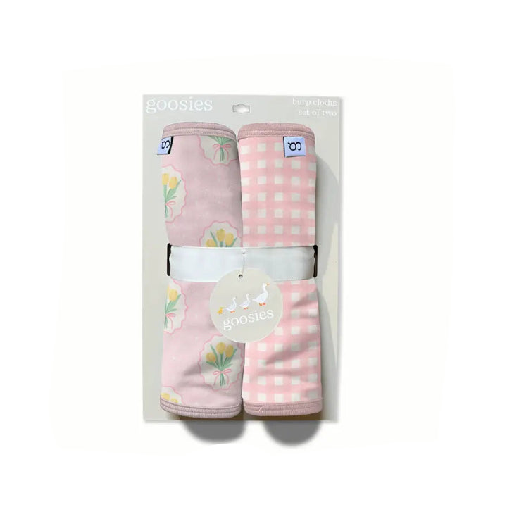 Fancy Tulips - Cottage Pink Burp Cloth Set