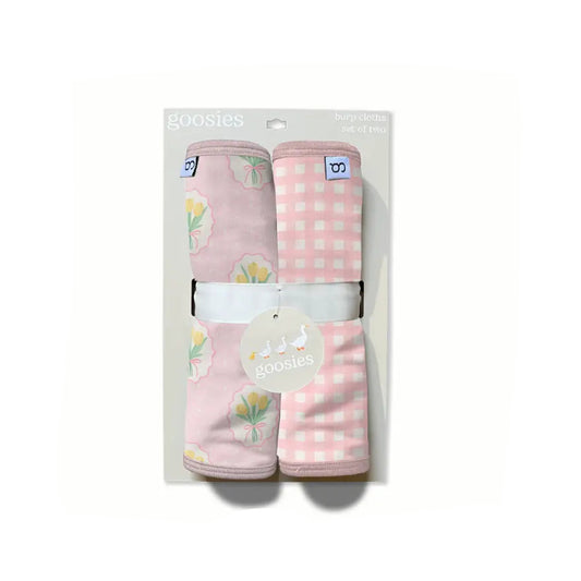 Fancy Tulips - Cottage Pink Burp Cloth Set