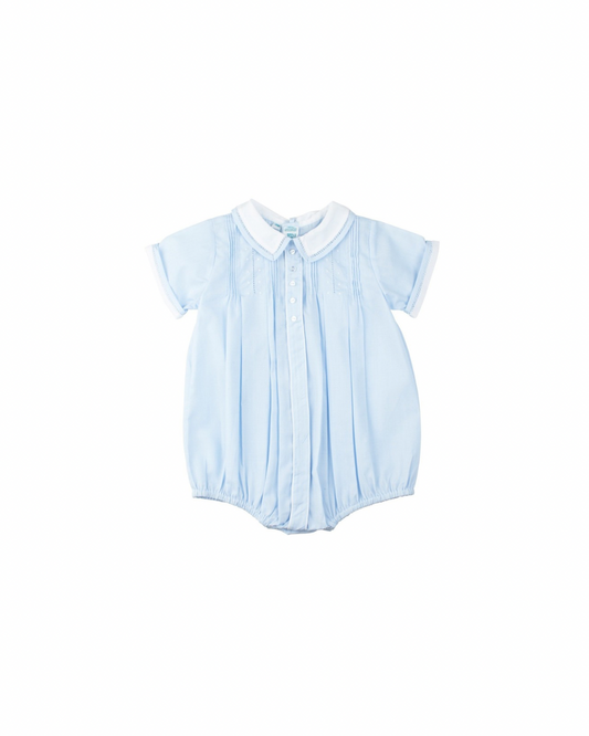 Blue Button Front Dot Creeper