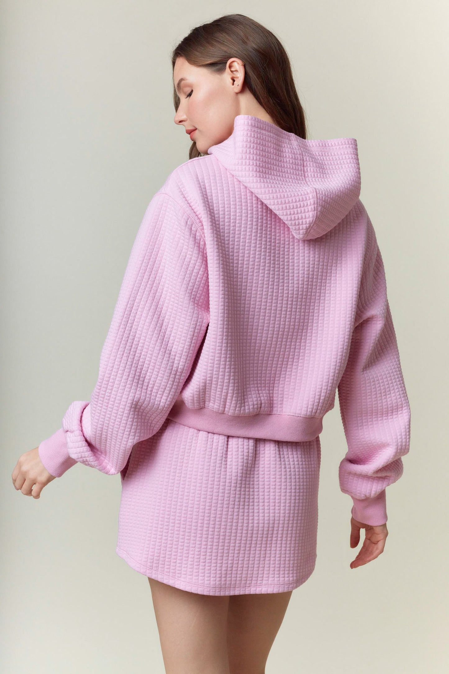 Candy Pink Quilted Cotton Knit Skirt Set