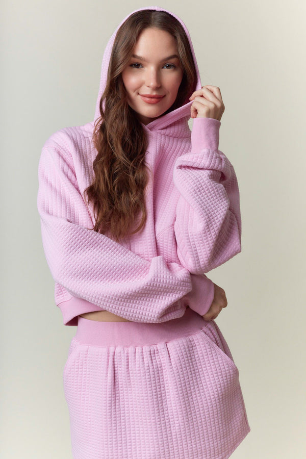 Candy Pink Quilted Cotton Knit Skirt Set