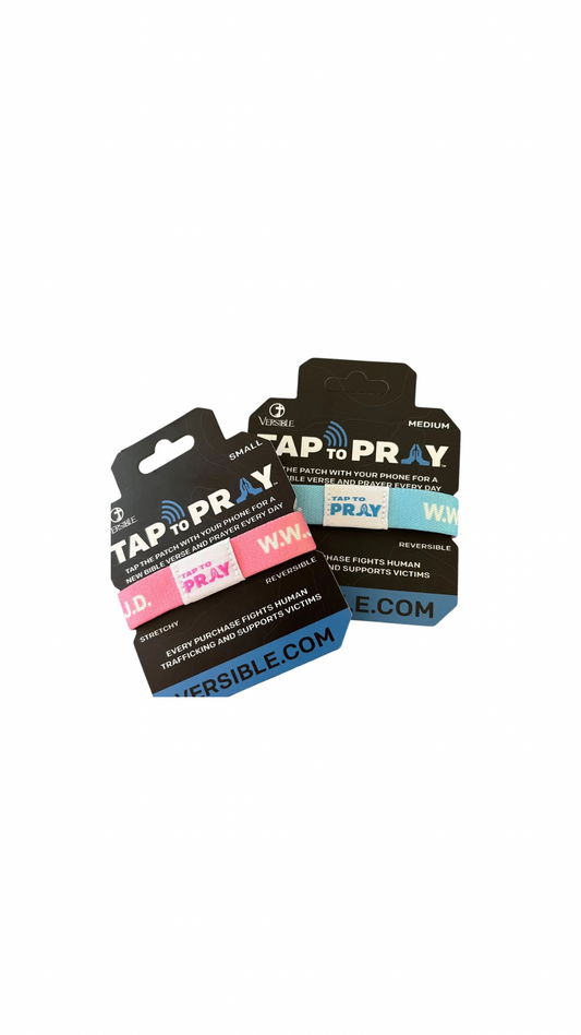 Tap To Pray™ Wristbands - Blue & Pink Wwjd