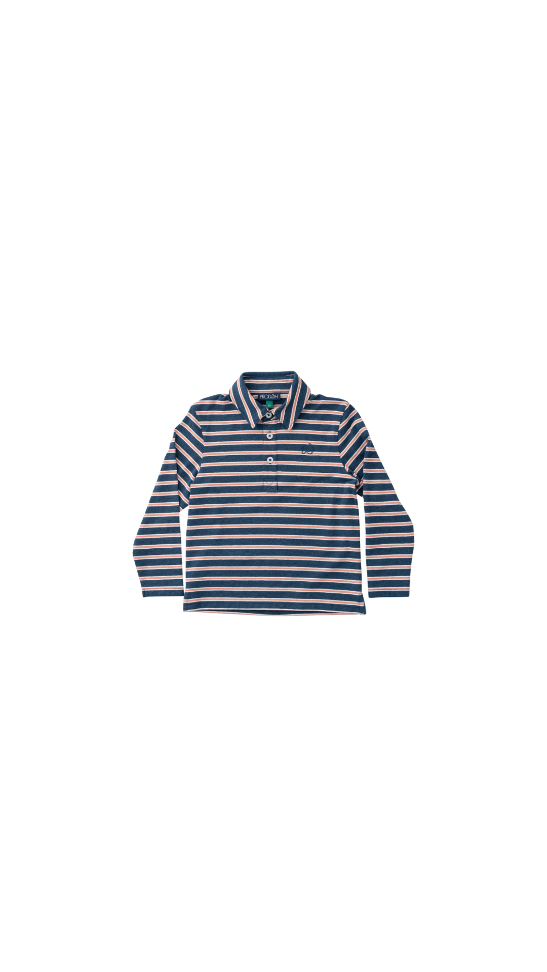 Boys Long Sleeve Too Cool for School Polo Dark Denim Crabapple Stripe