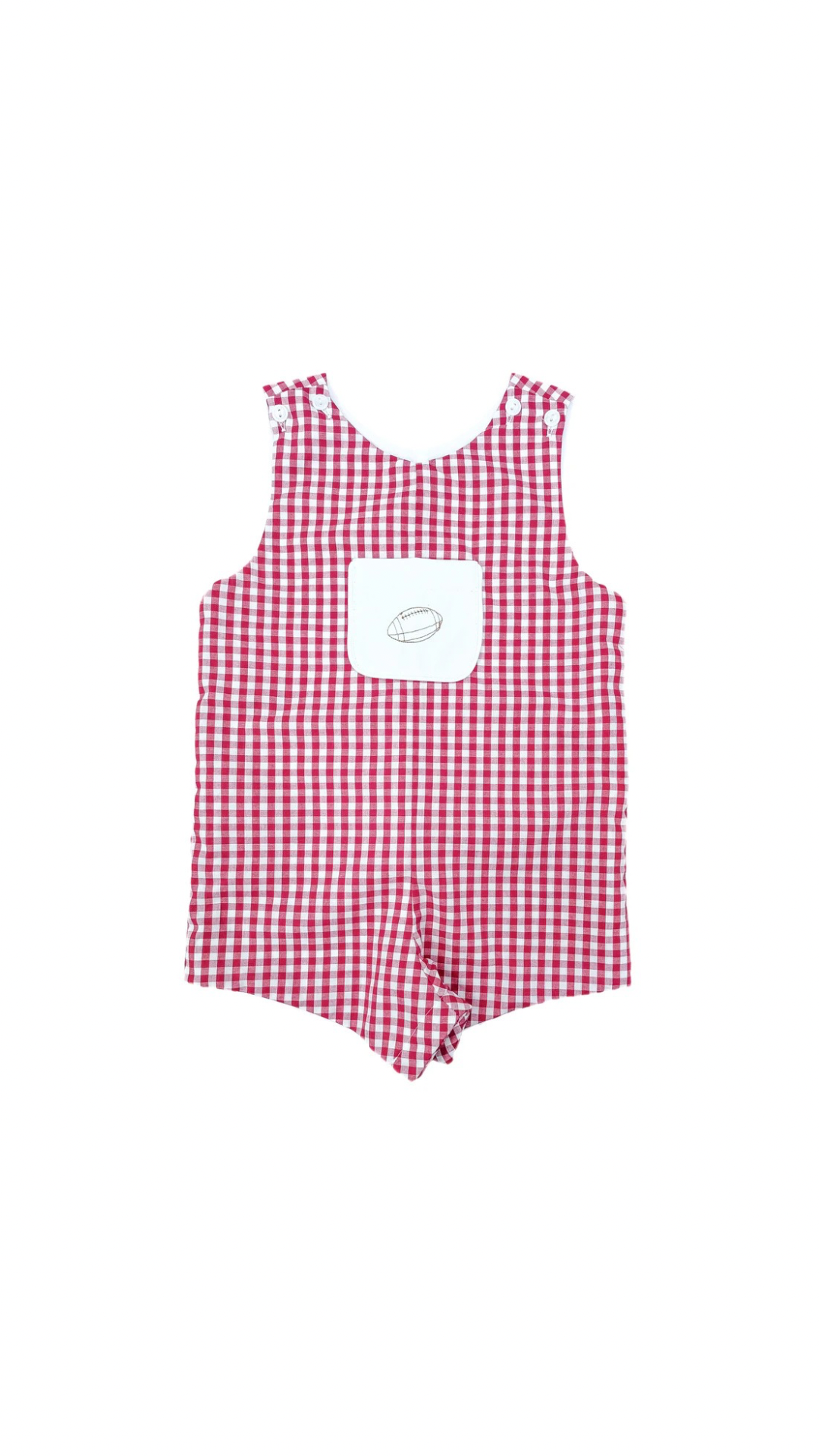 Emmett Jon Jon, Red Gingham with Footballs - Game On