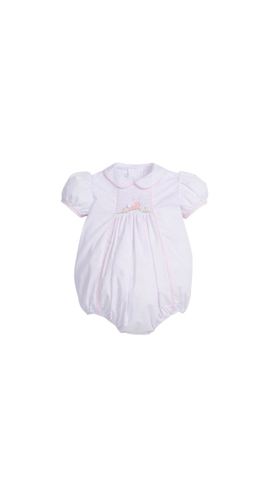 Chest Smocked Bubble - Pink Bunny