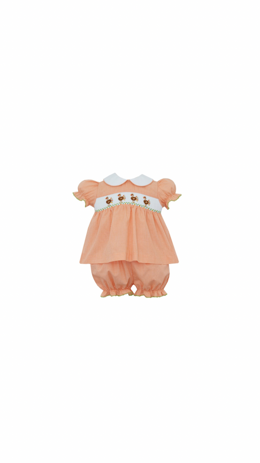 Orange Girl Turkey Microcheck Bloomer Set