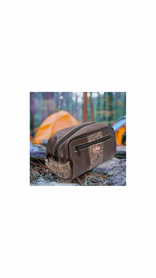 Bass Brown Pebble Old School Camo Men's Toiletry Dopp Bag