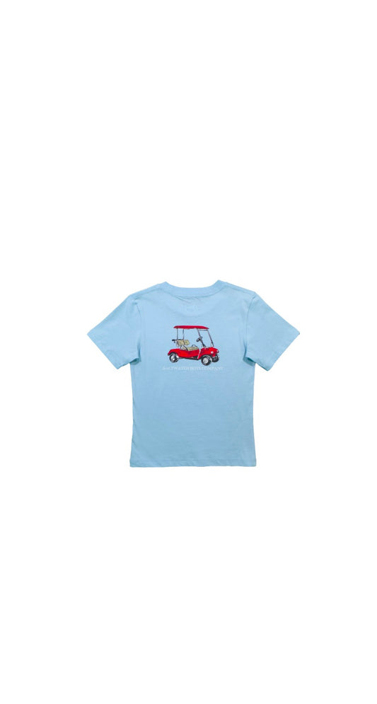 Red Golfcart Short Sleeve Graphic Tee, Light Blue