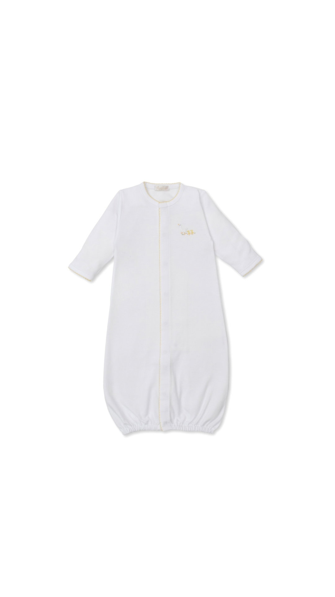 Premier Baby Duckling Conv. Gown w/ Hand Emb White/Yellow