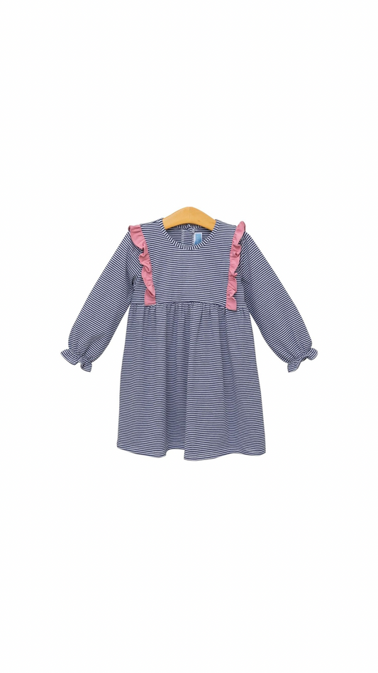 Olivia Dress Navy Stripe/Pink