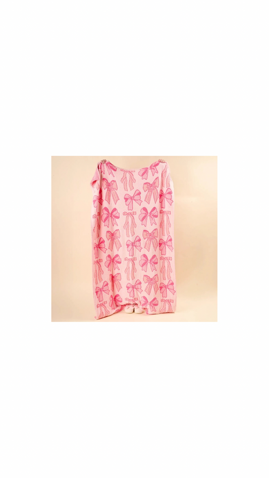 Cozy Dreams Luxe Blanket-Blushing Bows Pink