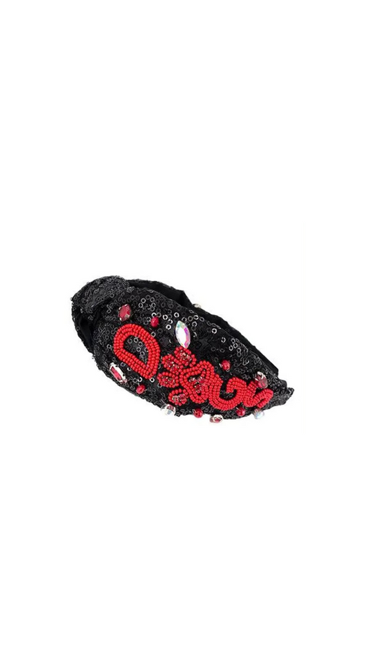 Dawgs Sequin Red/Black Headband